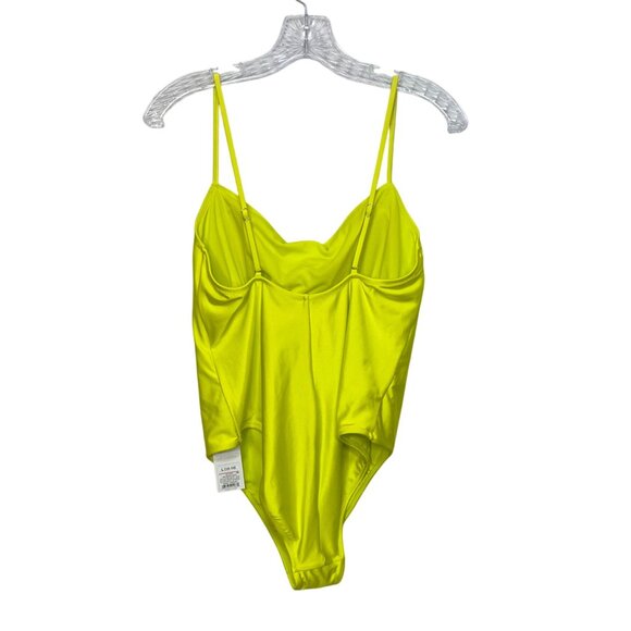 Shade & Shore High Leg Cheeky One-Piece Swimsuit Lime Green Size Large New - Picture 3 of 12